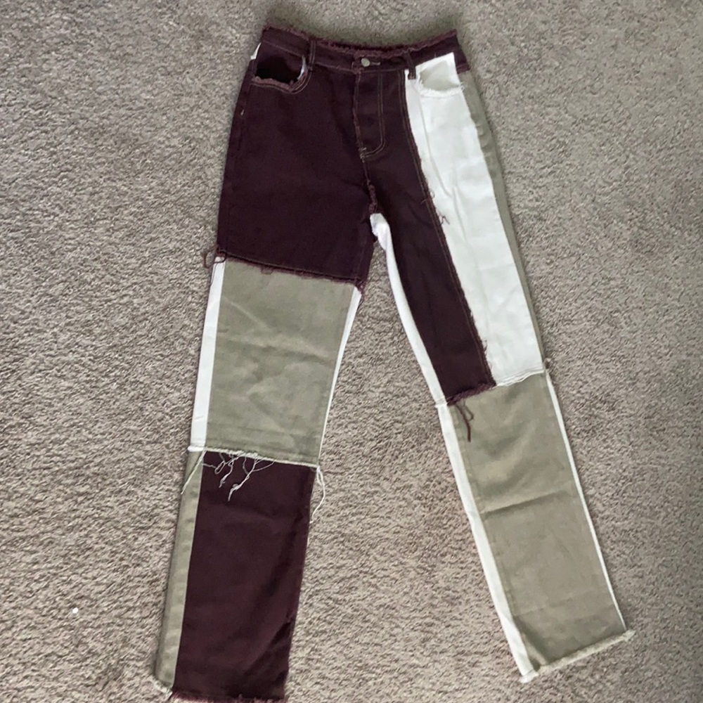Color block brown corduroy jeans